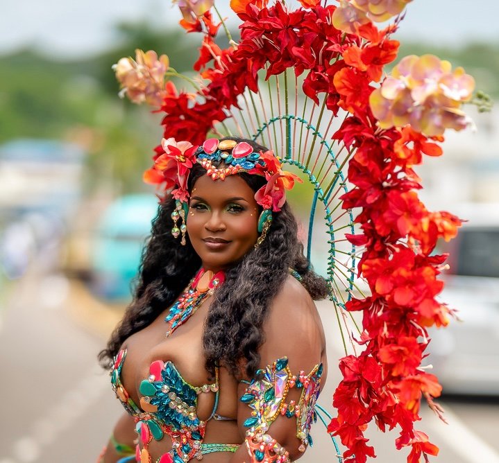 Me Shanice in My Mirage Carnival costume for Vincy Mas 2026 in St. Vincent and The Grenadines